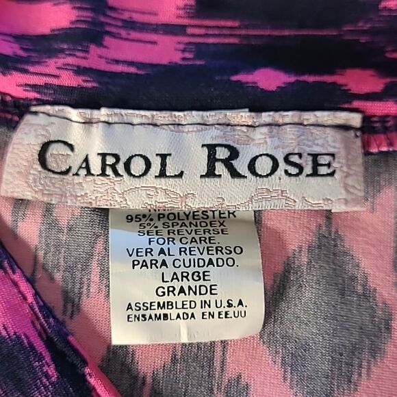 Carol Rose sz L pink and navy geometric design tunic top - Picture 8 of 9